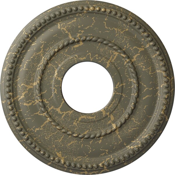 Ekena Millwork Valeriano Medallion (Canopies up to 6 1/4"), 12 1/8"OD x 3 5/8"ID x 3/4"P, Witch Hazel Crackle CM12VAWHC - main